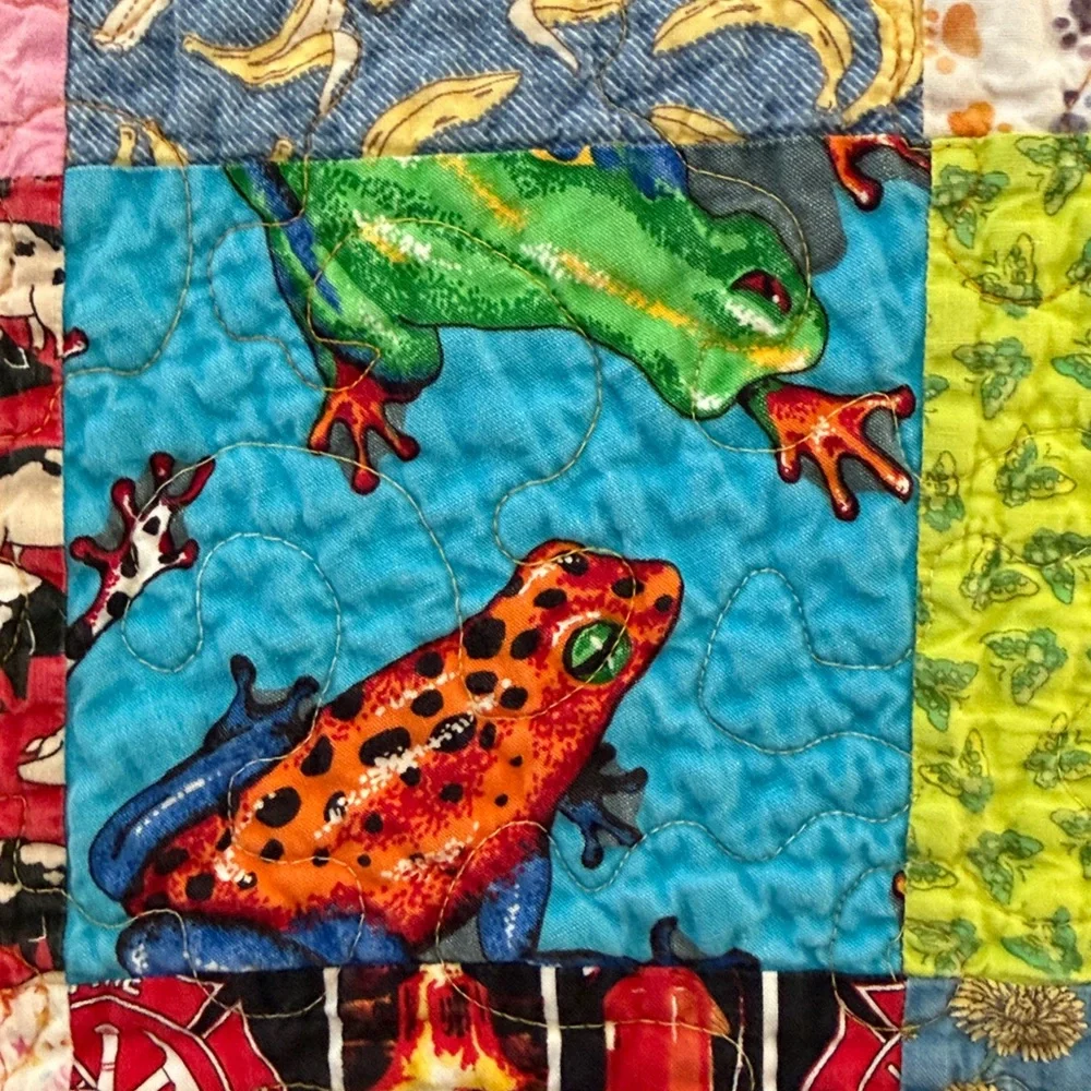 Patchwork mixed prints small hand crafted quilt